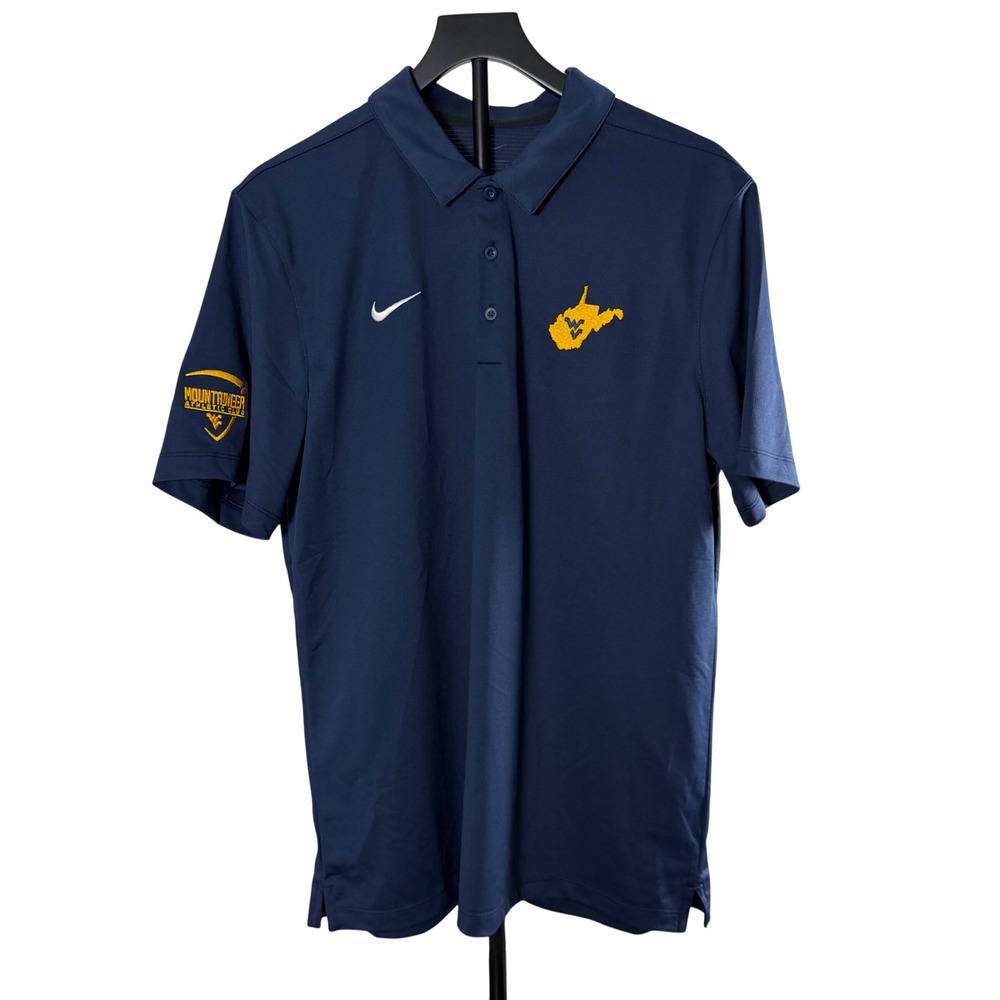 Nike West Virginia Mountaineers Polo Shirt Mens Large Navy Blue WVU NCAA Golf